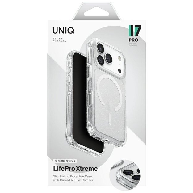 Uniq LifePro Xtreme Magclick Charging Case for iPhone 17 Pro - Clear-Glitter 5