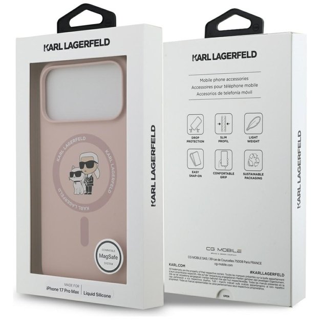 Karl Lagerfeld Silicone Karl&amp Choupette Ring MagSafe Case for iPhone 17 Pro Max - Pink 7