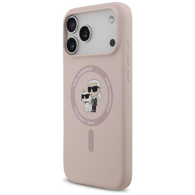 Karl Lagerfeld Silicone Karl&amp Choupette Ring MagSafe Case for iPhone 17 Pro Max - Pink 1