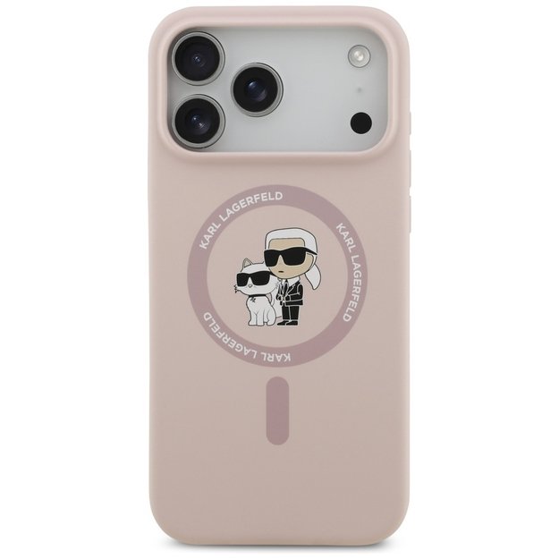 Karl Lagerfeld Silicone Karl&amp Choupette Ring MagSafe Case for iPhone 17 Pro Max - Pink 2