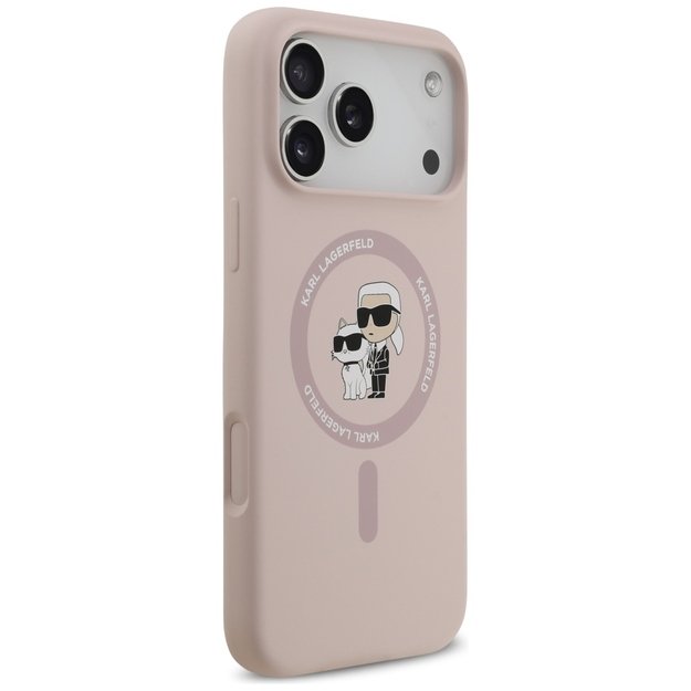 Karl Lagerfeld Silicone Karl&amp Choupette Ring MagSafe Case for iPhone 17 Pro Max - Pink 3