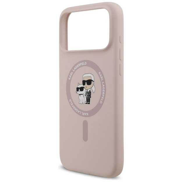 Karl Lagerfeld Silicone Karl&amp Choupette Ring MagSafe Case for iPhone 17 Pro Max - Pink 5