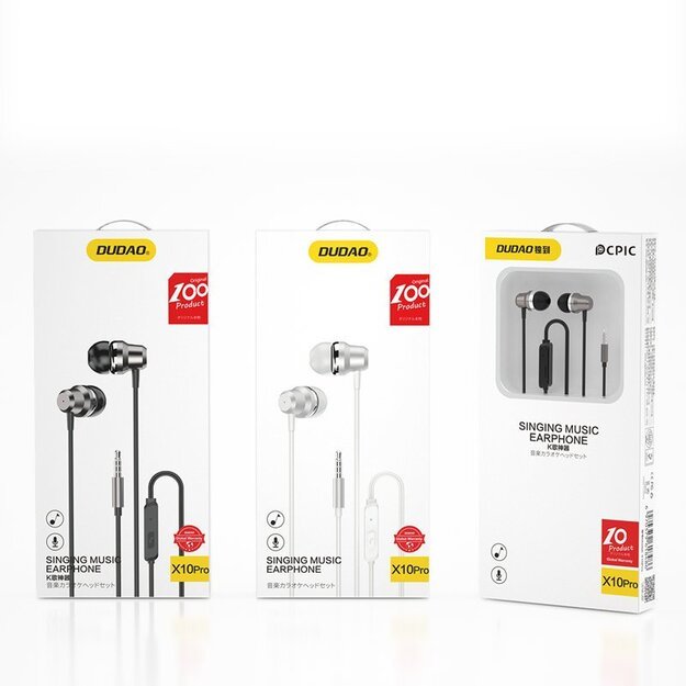 Dudao in-ear headphones headset with remote control and microphone 3.5 mm mini jack silver (X10 Pro silver) 1
