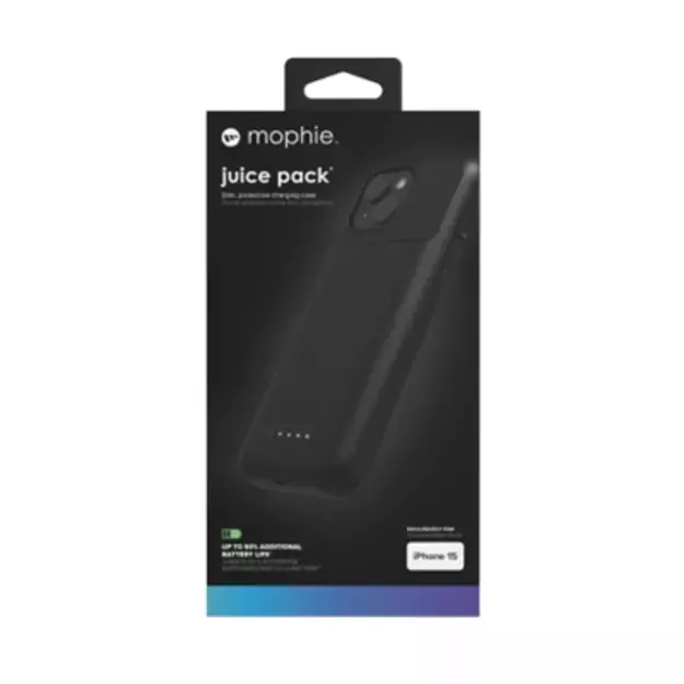 Mophie Juice Pack case for iPhone 15 with built-in 2400 mAh power bank - black 1