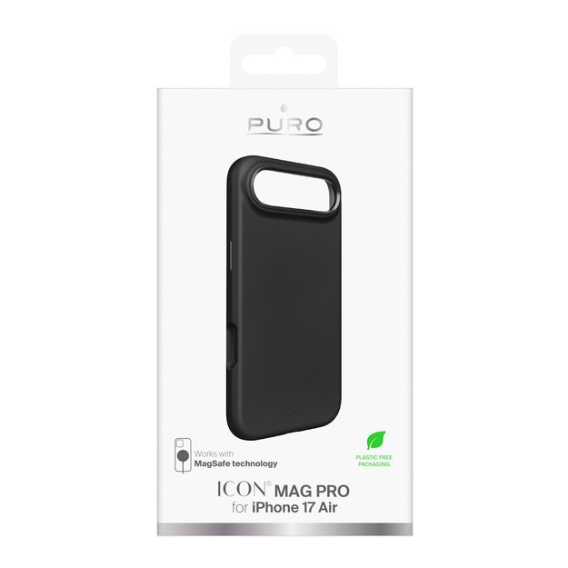 Pure Icon Mag Pro Liquid Silicone Case for iPhone 17 Air, MagSafe Compatible, with Camera Protection and Aluminum Buttons - Black 1