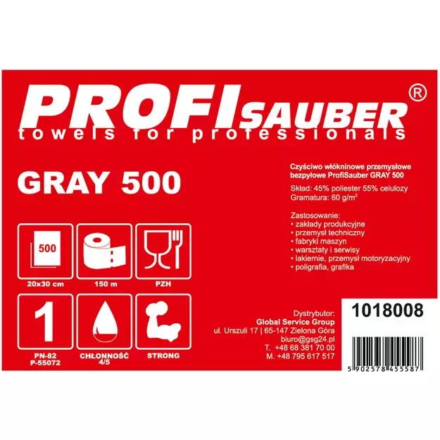 Gray nonwoven industrial cleaning cloth ProfiSauber GRAY 500 3