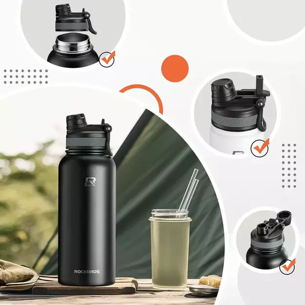 Rockbros 35210029002 thermal bicycle bottle for drinks 650 ml - black 5