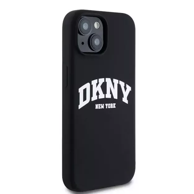DKNY Liquid Silicone White Printed Logo MagSafe Case for iPhone 14 / 15 / 13 - Black 3