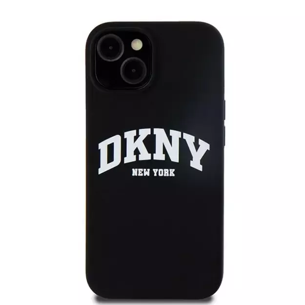DKNY Liquid Silicone White Printed Logo MagSafe Case for iPhone 14 / 15 / 13 - Black 2