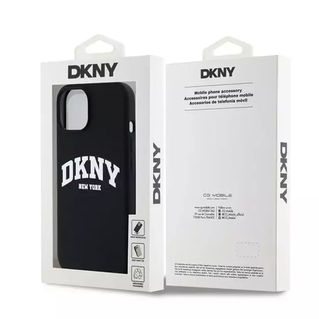 DKNY Liquid Silicone White Printed Logo MagSafe Case for iPhone 14 / 15 / 13 - Black 7