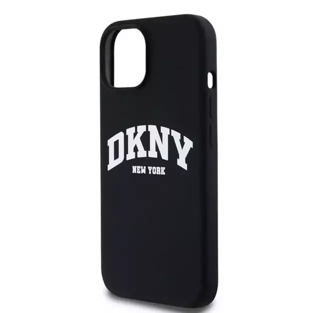 DKNY Liquid Silicone White Printed Logo MagSafe Case for iPhone 14 / 15 / 13 - Black 5