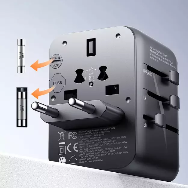 Joyroom JR-TCW02 65W Travel Adapter Universal EU / US / JP / AU / UK / CN - Black 10