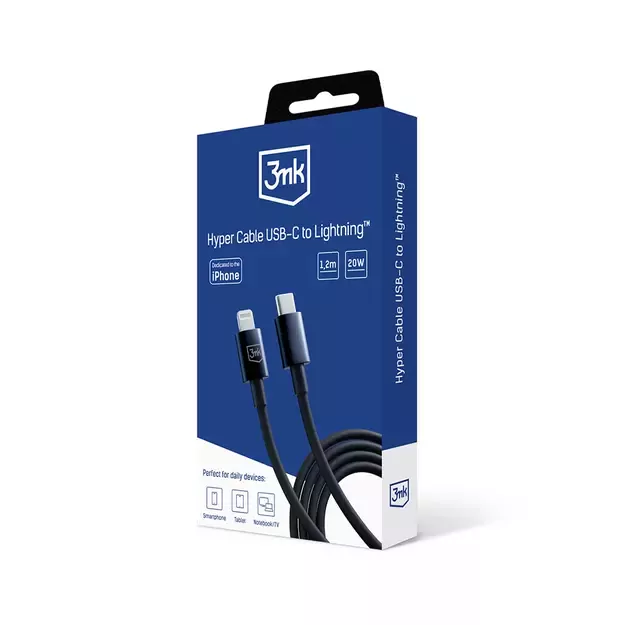 3mk Hyper Cable USB-C / Lightning 20W 1.2m - black 9