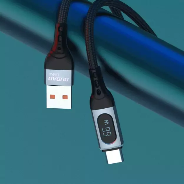 Dudao L7Max USB Cable - USB Type C Fast Charging PD 66W 1m with Display - Black 2