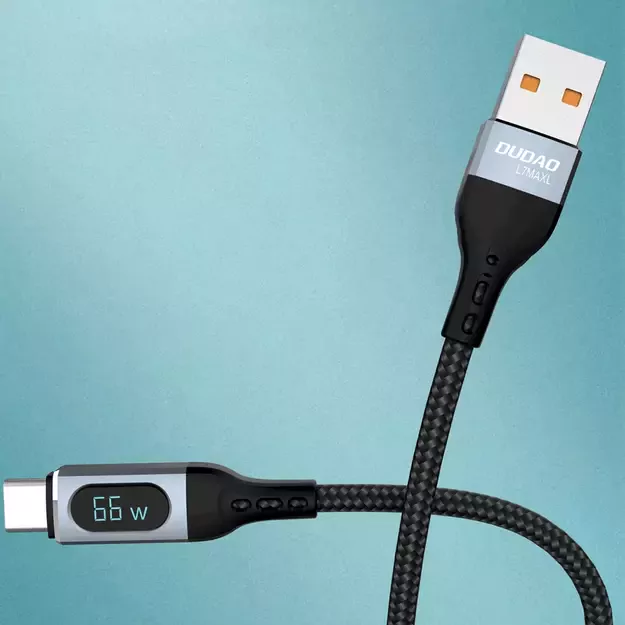 Dudao L7Max USB Cable - USB Type C Fast Charging PD 66W 1m with Display - Black 3