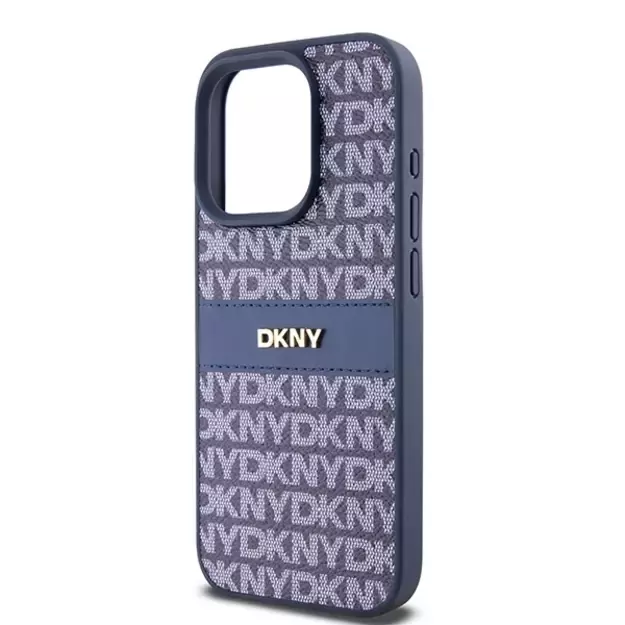 DKNY Leather Mono Stripe &amp  Metal Logo case for iPhone 15 Pro - blue 12