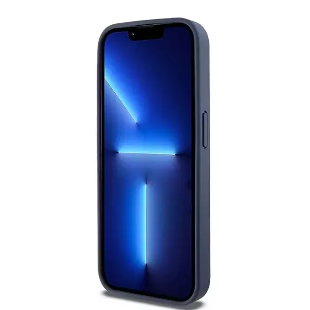 DKNY Leather Mono Stripe &amp  Metal Logo case for iPhone 15 Pro - blue 11