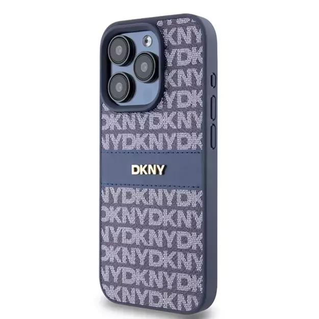 DKNY Leather Mono Stripe &amp  Metal Logo case for iPhone 15 Pro - blue 8