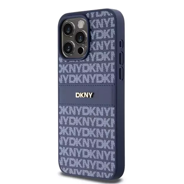 DKNY Leather Mono Stripe &amp  Metal Logo case for iPhone 15 Pro Max - blue 8