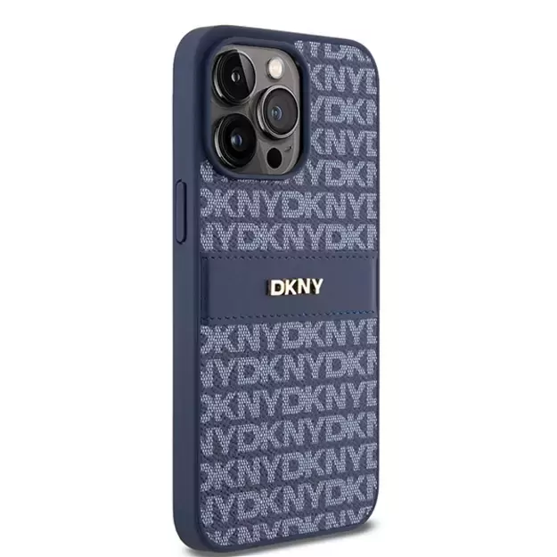 DKNY Leather Mono Stripe &amp  Metal Logo case for iPhone 15 Pro Max - blue 10