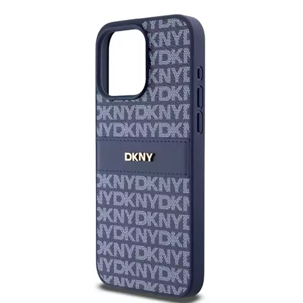 DKNY Leather Mono Stripe &amp  Metal Logo case for iPhone 15 Pro Max - blue 12