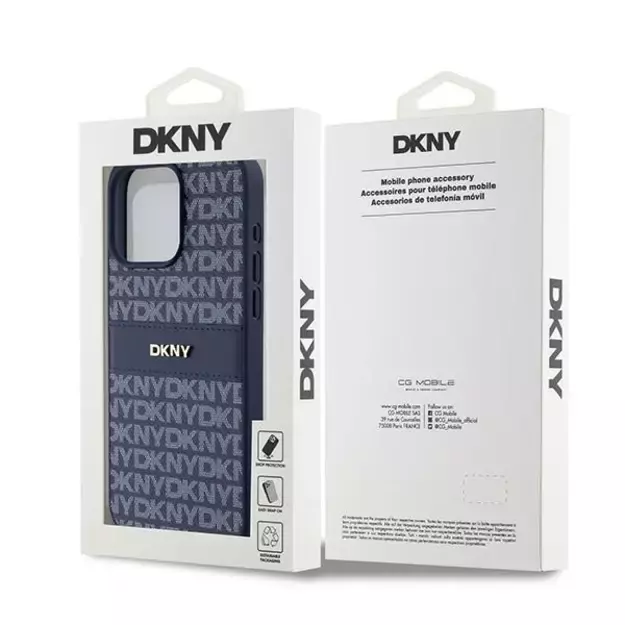 DKNY Leather Mono Stripe &amp  Metal Logo case for iPhone 15 Pro Max - blue 14