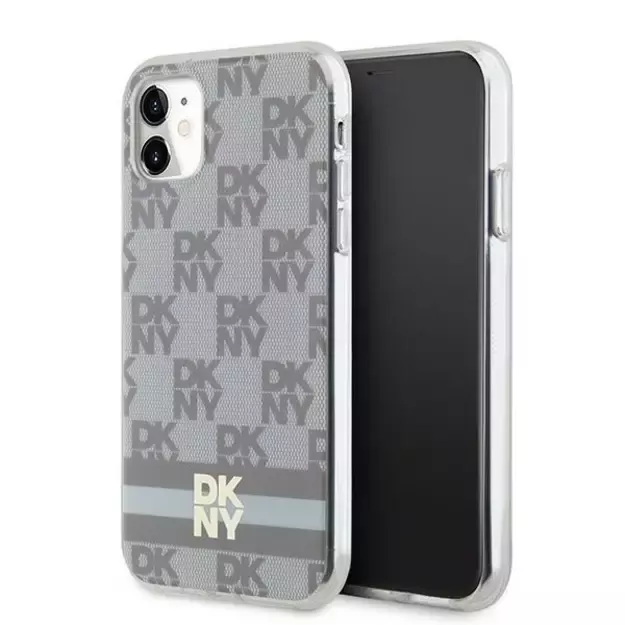 DKNY IML Checkered Mono Pattern &amp  Printed Stripes MagSafe case for iPhone 11 / Xr - beige