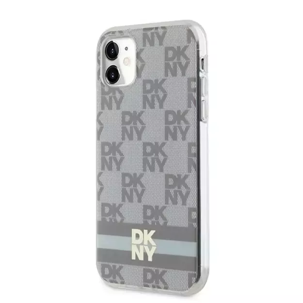 DKNY IML Checkered Mono Pattern &amp  Printed Stripes MagSafe case for iPhone 11 / Xr - beige 1