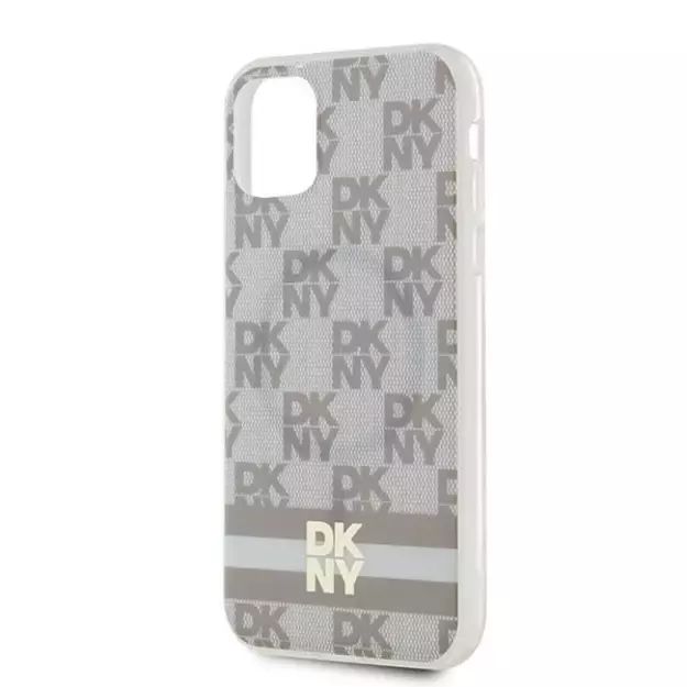 DKNY IML Checkered Mono Pattern &amp  Printed Stripes MagSafe case for iPhone 11 / Xr - beige 5