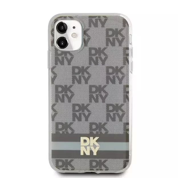 DKNY IML Checkered Mono Pattern &amp  Printed Stripes MagSafe case for iPhone 11 / Xr - beige 2