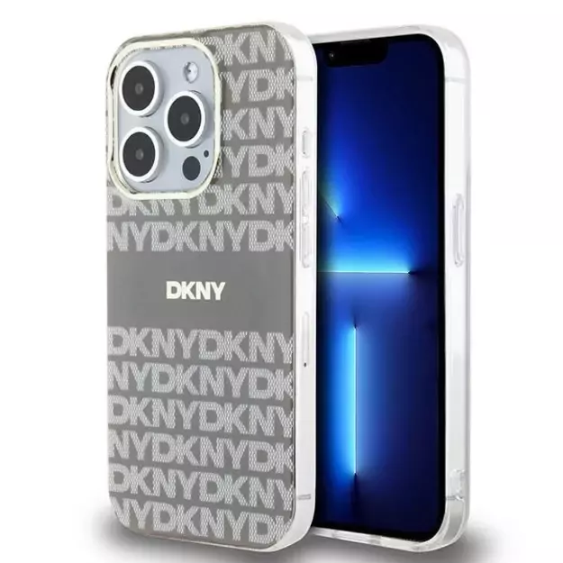 DKNY IML Mono &amp  Stripe MagSafe case for iPhone 15 Pro - beige