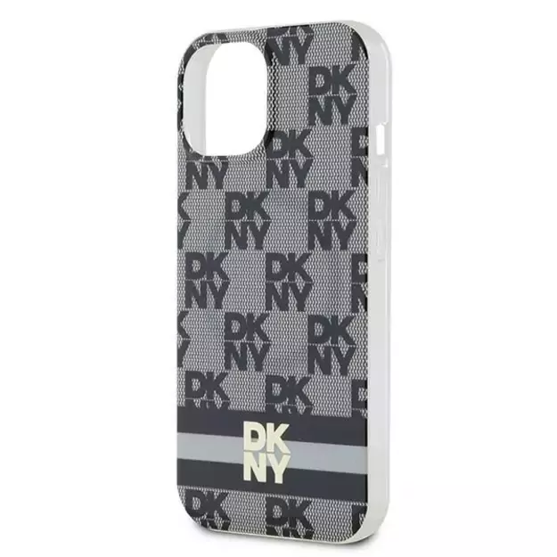 DKNY IML Checkered Mono Pattern &amp  Printed Stripes MagSafe Case for iPhone 15 Plus / 14 Plus - Black 12