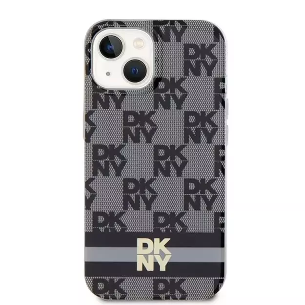DKNY IML Checkered Mono Pattern &amp  Printed Stripes MagSafe Case for iPhone 15 Plus / 14 Plus - Black 9