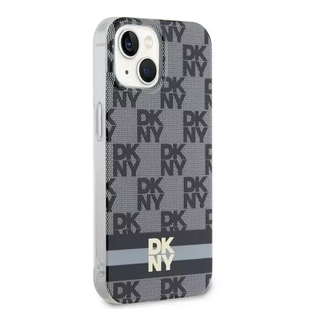 DKNY IML Checkered Mono Pattern &amp  Printed Stripes MagSafe Case for iPhone 15 Plus / 14 Plus - Black 10