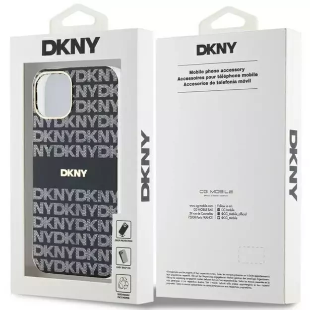 DKNY IML Mono &amp  Stripe MagSafe Case for iPhone 15/14/13 - Black 14