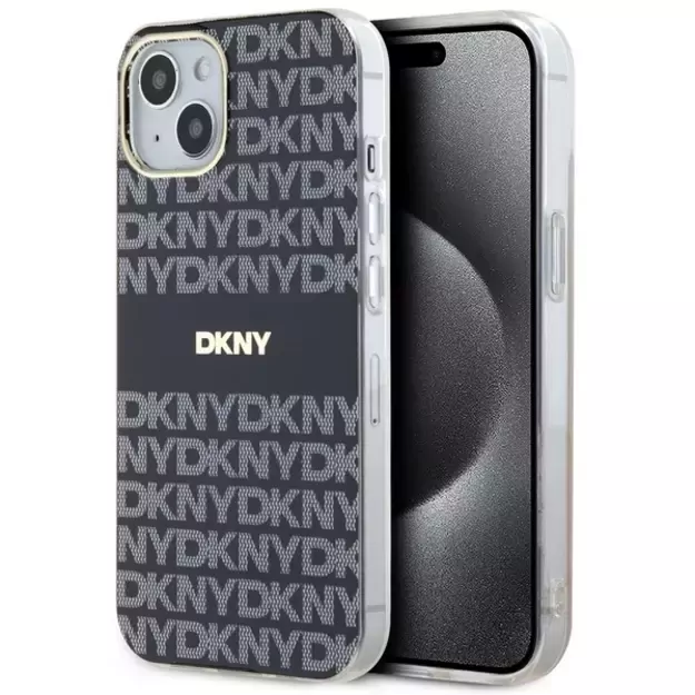 DKNY IML Mono &amp  Stripe MagSafe Case for iPhone 15/14/13 - Black