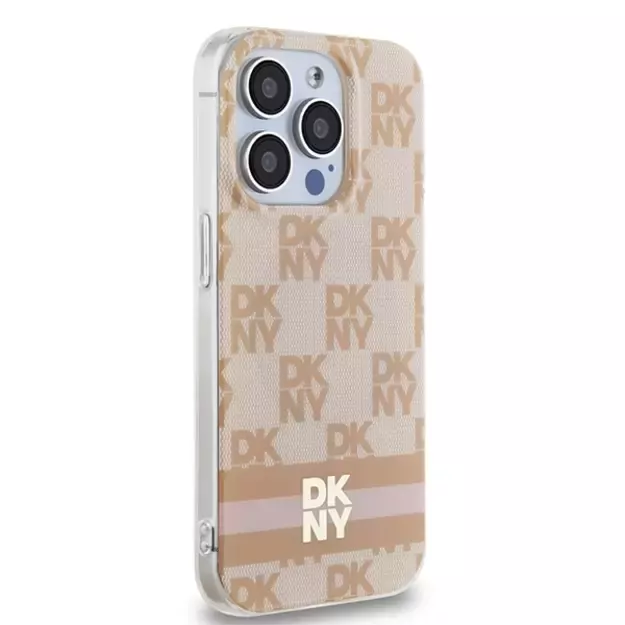 DKNY IML Checkered Mono Pattern &amp  Printed Stripes MagSafe case for iPhone 15 Pro Max - pink 11