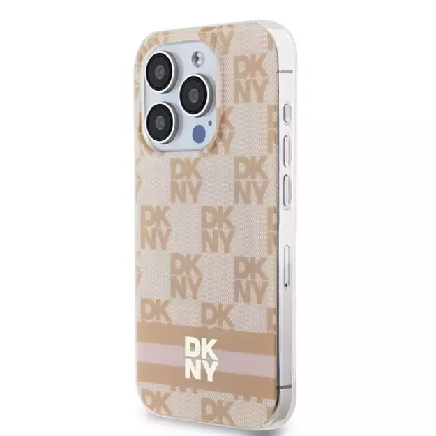 DKNY IML Checkered Mono Pattern &amp  Printed Stripes MagSafe case for iPhone 15 Pro Max - pink 9