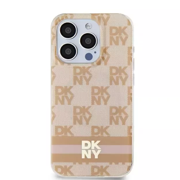 DKNY IML Checkered Mono Pattern &amp  Printed Stripes MagSafe case for iPhone 15 Pro Max - pink 10