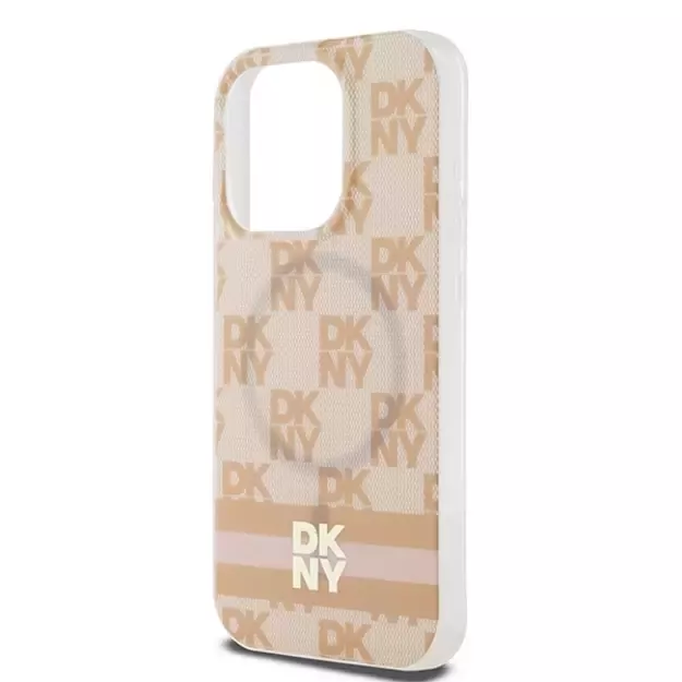 DKNY IML Checkered Mono Pattern &amp  Printed Stripes MagSafe case for iPhone 15 Pro Max - pink 13