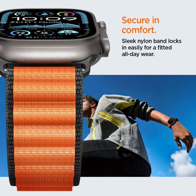 Spigen WBF1 Strap for Apple Watch 44 / 45 / 46 / 49 mm - Black and Orange 12