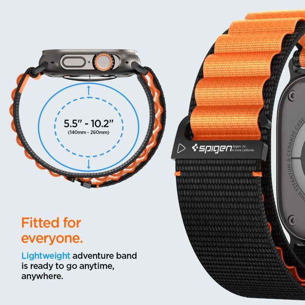 Spigen WBF1 Strap for Apple Watch 44 / 45 / 46 / 49 mm - Black and Orange 11