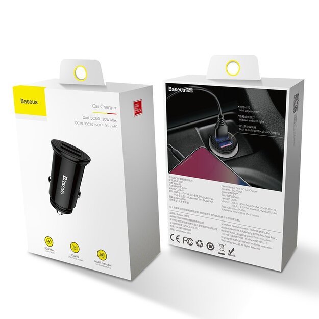 Baseus Circular smart car charger 2x USB QC3.0 Quick Charge 3.0 SCP AFC 30W black (CCALL-YD01) 14
