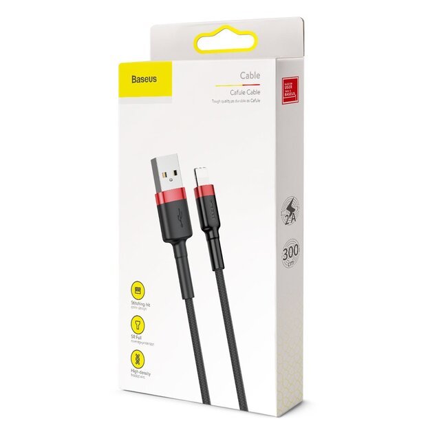 Baseus Cafule USB-A / Lightning 2A QC 3.0 cable 3 m - black and red 8