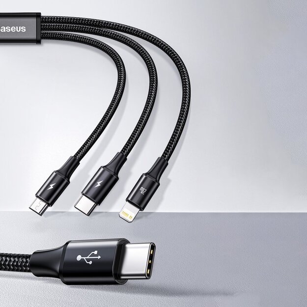Baseus Rapid Series 3in1 USB-C - USB-C / Lightning / micro USB cable 20W PD 1.5m - green 11