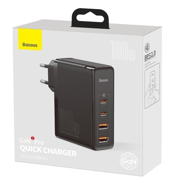 Baseus GaN2 Pro fast charger 100W USB / USB Type C Quick Charge 4+ Power Delivery black (CCGAN2P-L01) 4