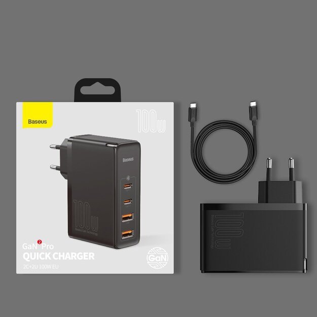 Baseus GaN2 Pro fast charger 100W USB / USB Type C Quick Charge 4+ Power Delivery black (CCGAN2P-L01) 17