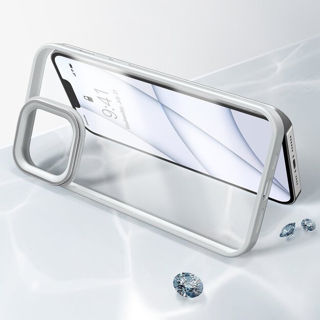 Baseus Crystal Phone Case Armor Case for iPhone 13 Pro with Gel Frame gray (ARJT000413) 9