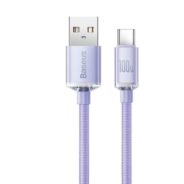 Baseus Crystal Shine Series cable USB cable for fast charging and data transfer USB Type A - USB Type C 100W 1.2m purple (CAJY000405) 1
