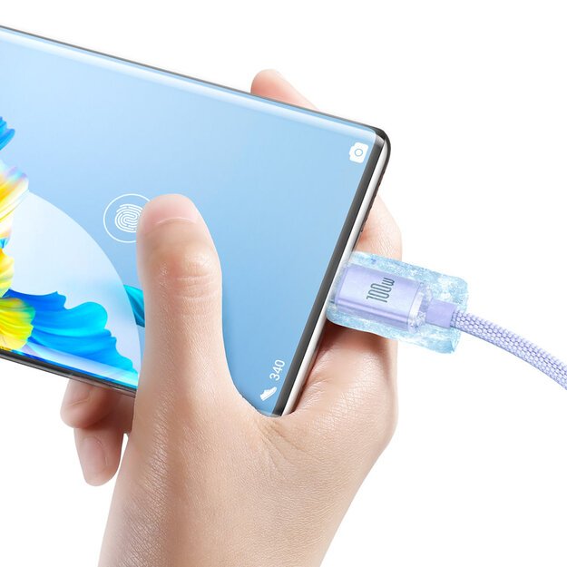 Baseus Crystal Shine Series cable USB cable for fast charging and data transfer USB Type A - USB Type C 100W 1.2m purple (CAJY000405) 2